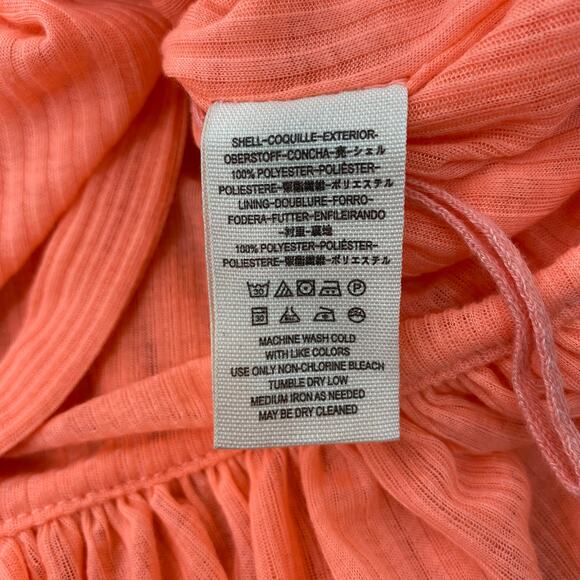 FREE PEOPLE Just A Fling Tank Top Bubble Hem Halter Coral Electric Womens Med - Picture 11 of 13